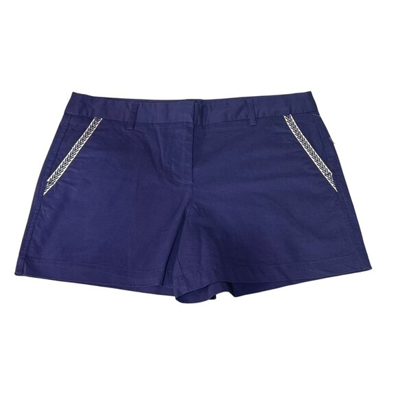 Artisan Ny Womens Navy Blue Shorts With Embroidered Trim Size 6 Cotton Blend New - Picture 1 of 6